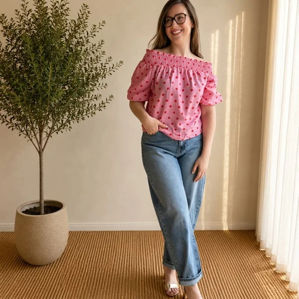 Polka Dot Off-Shoulder Top