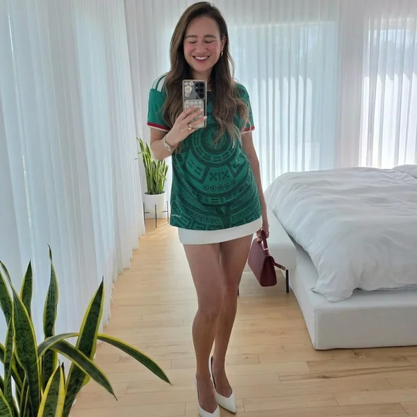 Mexico Jersey and White Pleated Mini Skirt