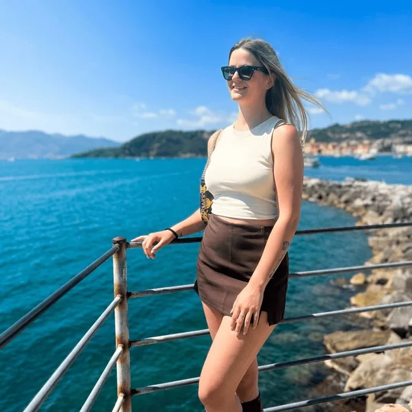 Ribbed Tank and Slit Brown Mini Skirt