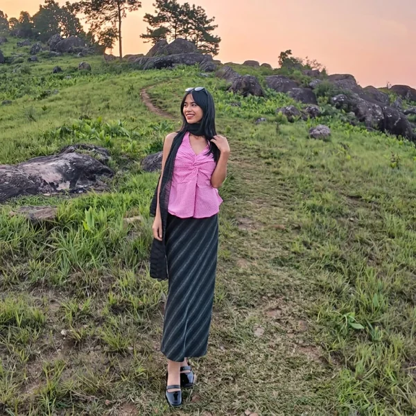 Checkered Pink Twist-Front Peplum Top