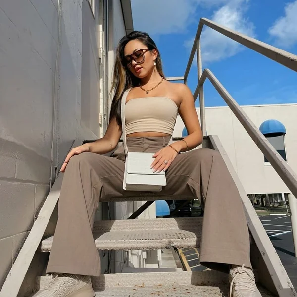 Ribbed Beige Tube Top