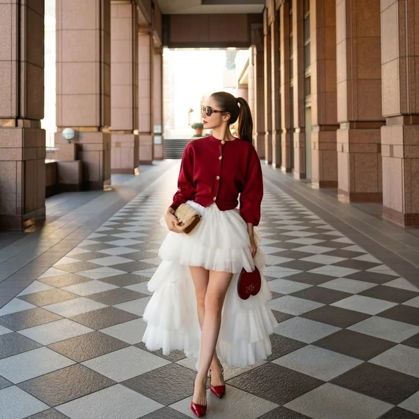 High-Low White Tulle Skirt Styling