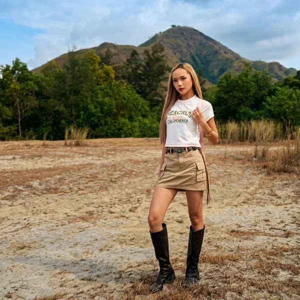Cargo Mini Skirt and Graphic Tee