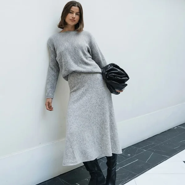 Monochrome Knit Set & Knee-High Boots
