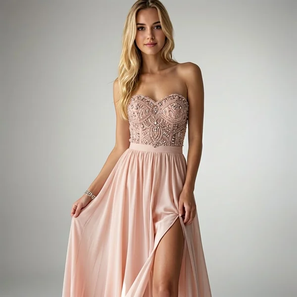 Embellished Blush Tube Dress
