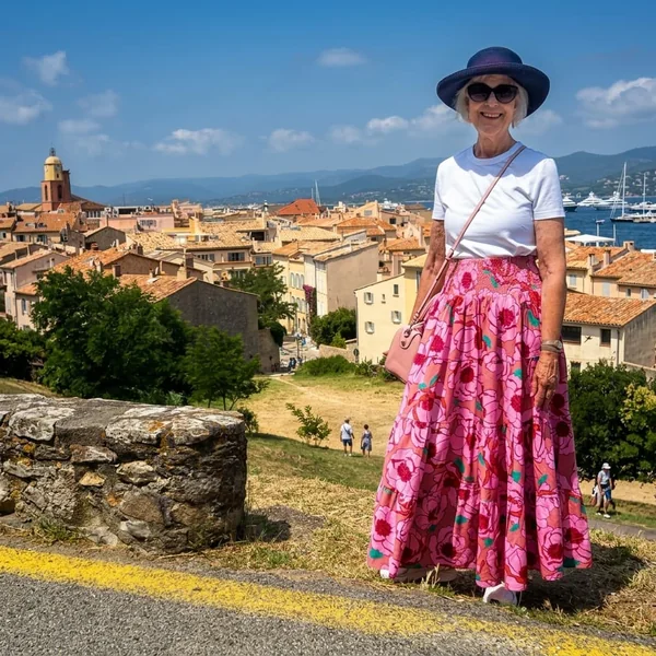 Tiered Pink Floral Maxi Skirt with White Tee