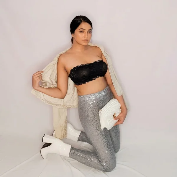 Black Lace Tube Top and Sequin Leggings