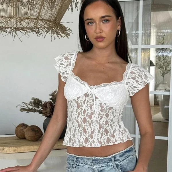 White Sweetheart Lace Corset Top with Jeans