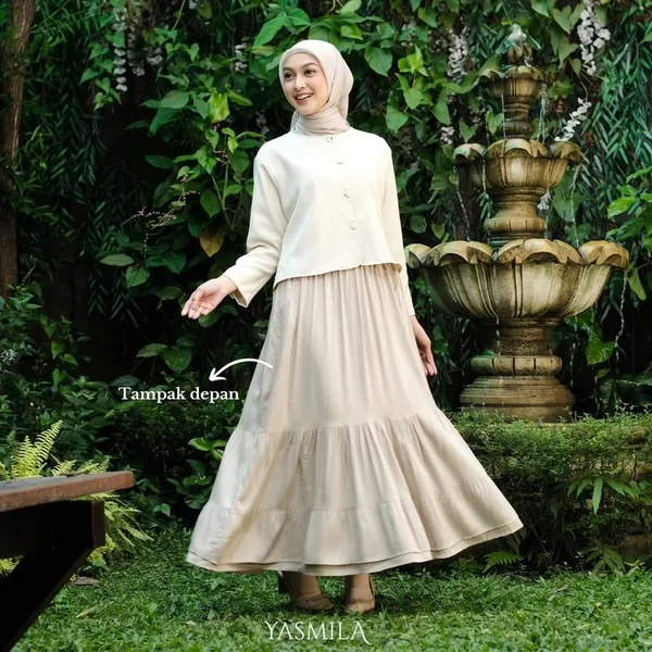 Elegant Modest Cream Ruffle Skirt