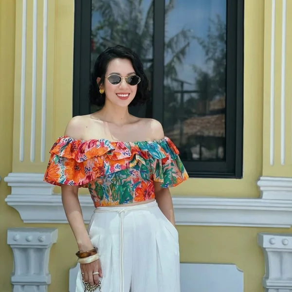 Tiered Floral Off-Shoulder Crop Top
