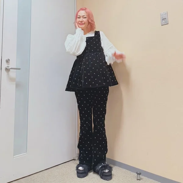 Black Dotted Velvet Peplum with Flared Trousers