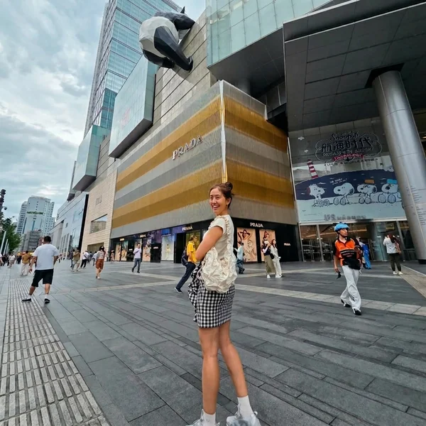 Gingham Mini Skirt and Sneakers