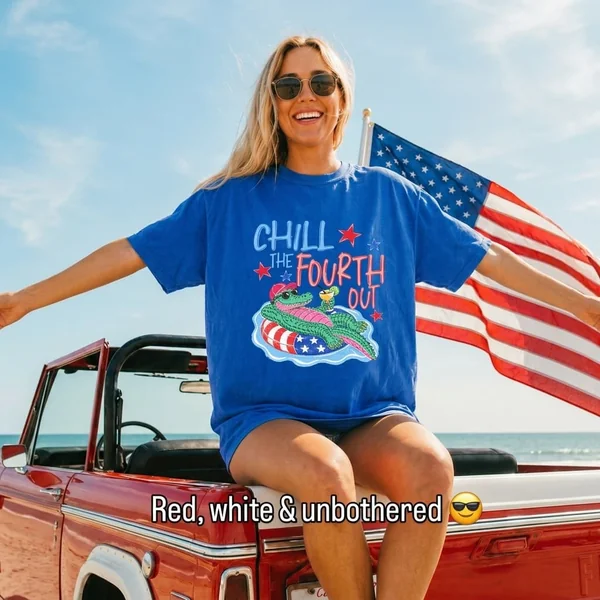 Royal Blue Graphic Tee and Denim Shorts