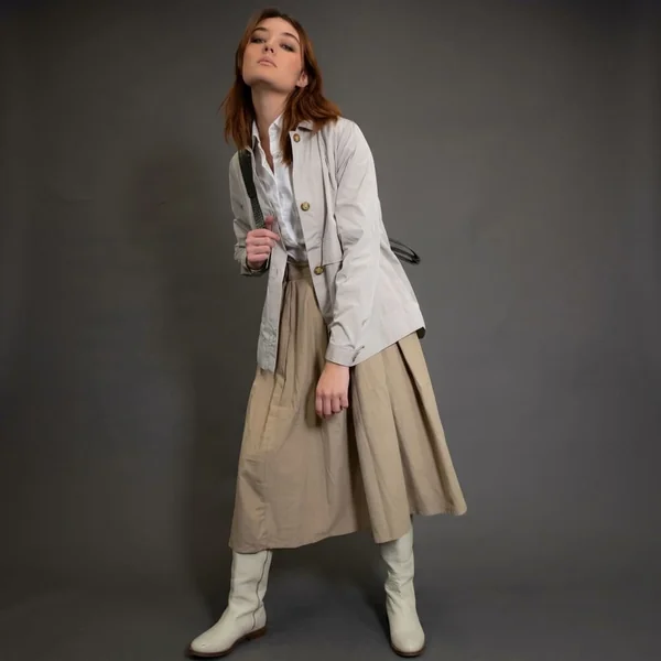 Neutral Utility Jacket & Pleated Maxi