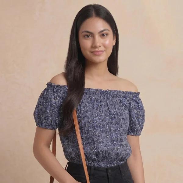 Smocked Ditsy Floral Off-Shoulder Top