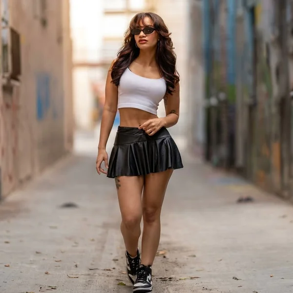 Faux-Leather Mini and Cropped Tank