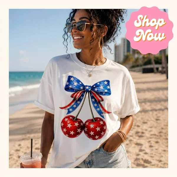 Cherry Graphic Tee and Denim Shorts