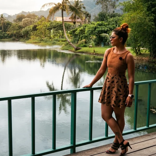 Printed Fit-and-Flare Brown Mini Dress
