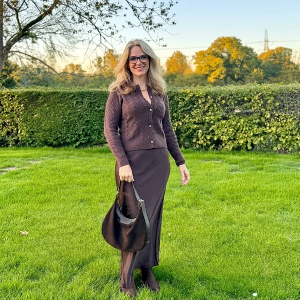 Dark Brown Satin Maxi Skirt