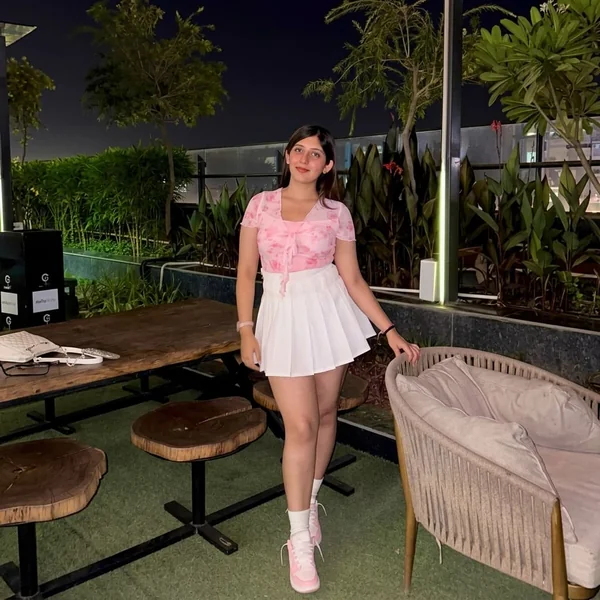 Pleated Skirt and Floral Mesh Top