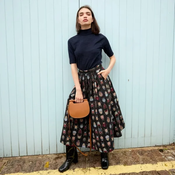 Novelty Print Maxi & Mock Turtleneck