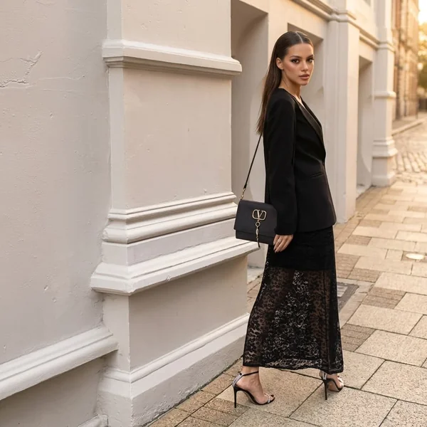 Sophisticated Tailored Blazer and Maxi Knit