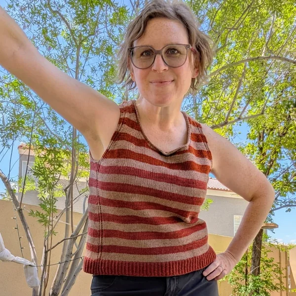 Striped Knit Scoop-Neck Tank Top