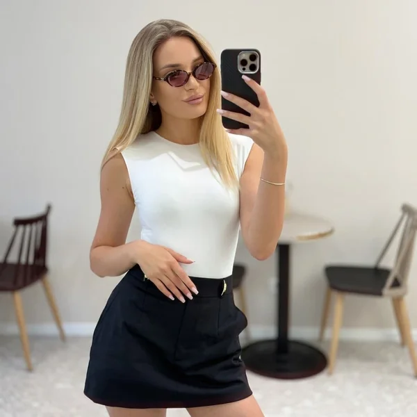 Tailored Black Skort and Minimalist White Top