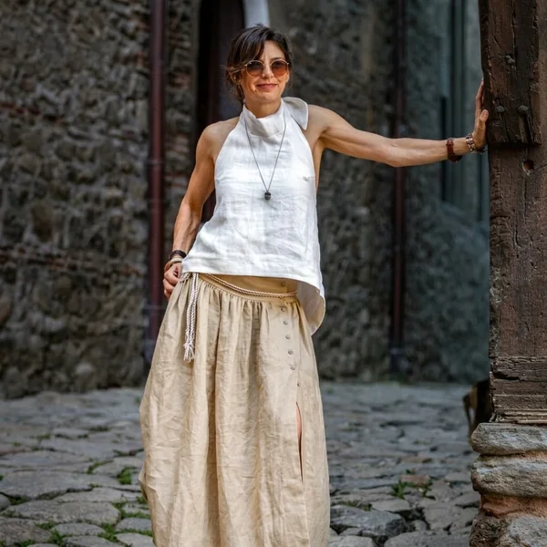 Neutral Boho Linen Maxi