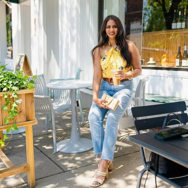 Floral Yellow Halter Top with Jeans