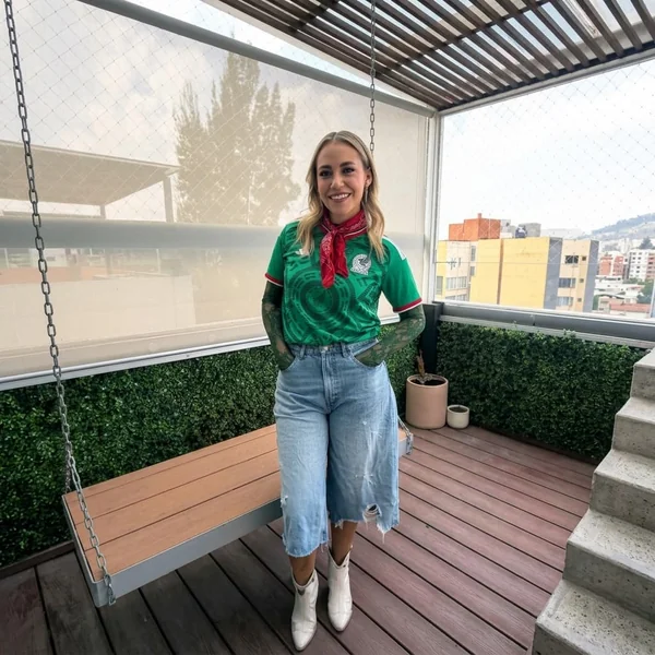 Mexico Jersey with Lace Sleeves and Distressed Denim Culottes