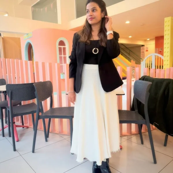 Tailored Blazer & Textured Flare Skirt