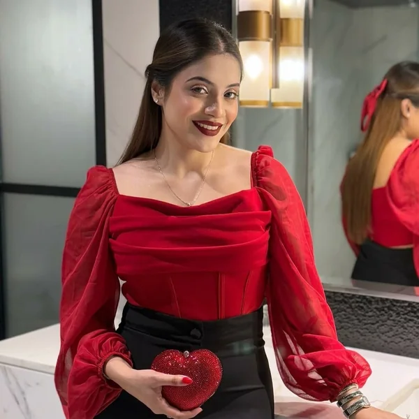 Square-Neck Red Corset Top