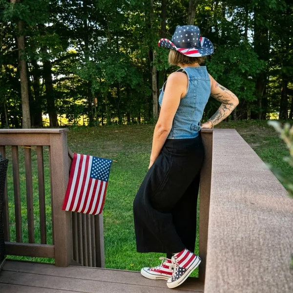 Denim Vest & Wide-Leg Linen Pants