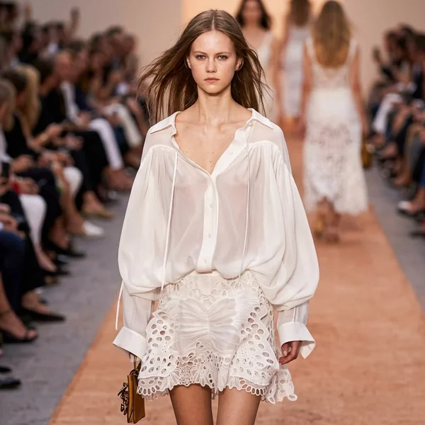 Cutout Lace Mini Skirt and Chiffon Blouse