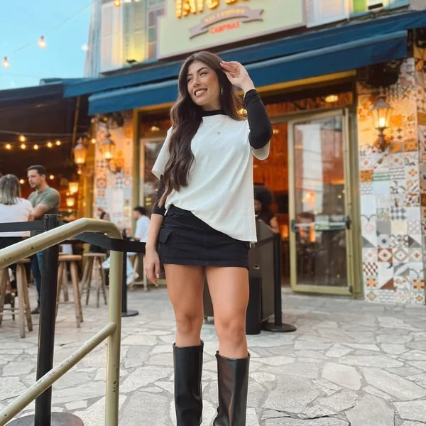 Layered Tee and Cargo Mini Skirt