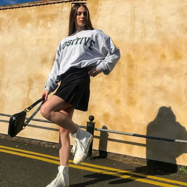 Oversized Sweatshirt and Pleated Mini