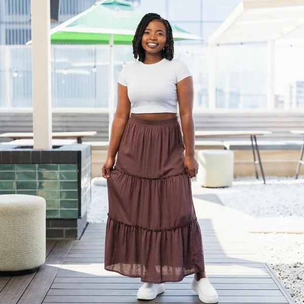 Mauve Tiered Maxi with Crop Top