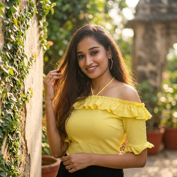Ruffled Yellow Halter Off-Shoulder Top