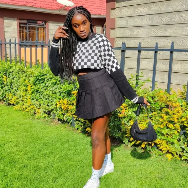 Checkered Crop Knit and Pleated Mini