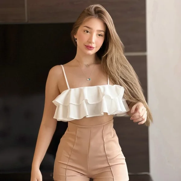 White Ruffled Cami Crop Top