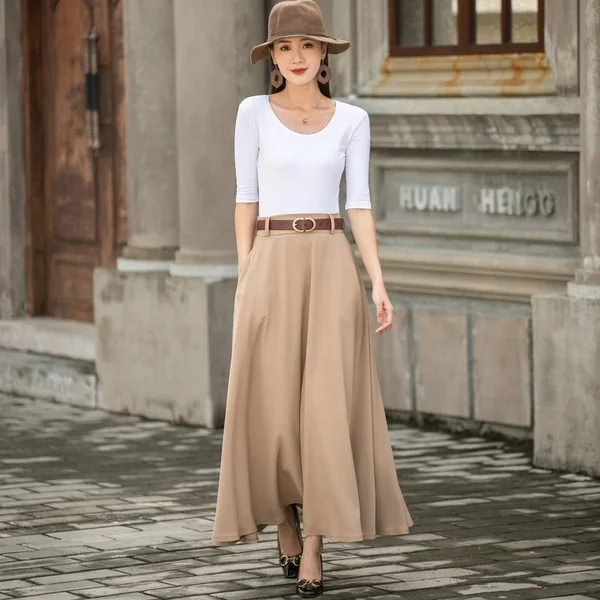 High-Waisted Maxi Skirt and Scoop-Neck Top