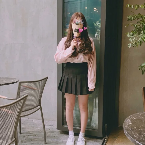 Pastel Blouse and Pleated Mini