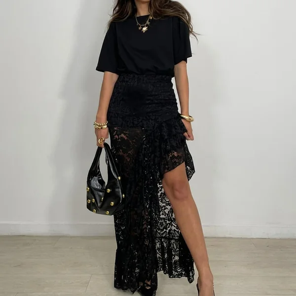 Asymmetrical Ruffled Maxi Edge