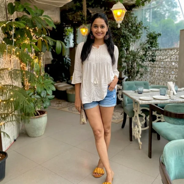 White Boho Peasant Top and Denim Shorts