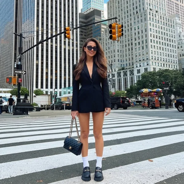 Tailored Blazer Dress with Chunky Loafers