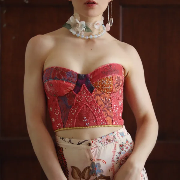 Artisanal Patchwork Embroidered Bustier