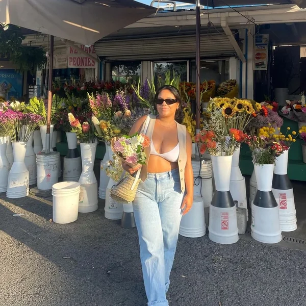 Tailored Vest, Bralette, and Light-Wash Jeans