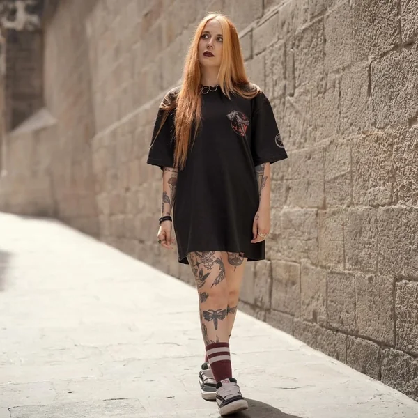 Oversized Black Graphic Tee Dress