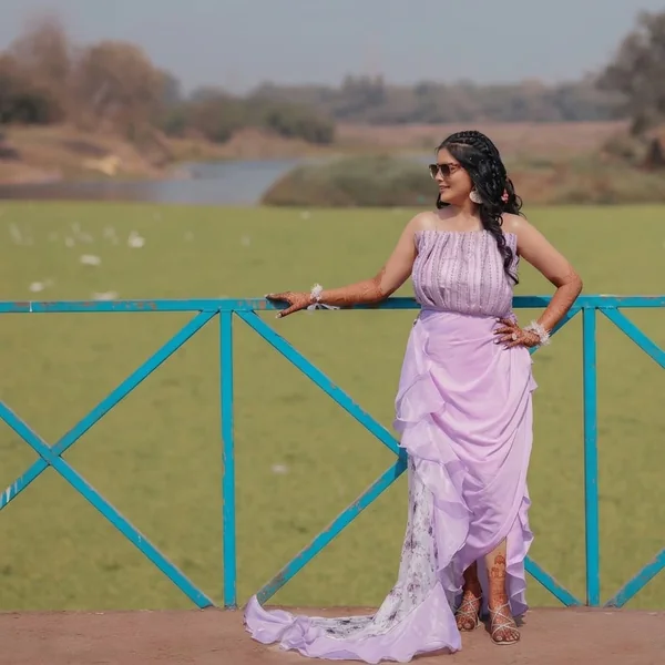 Lavender Ruffled Strapless Maxi Dress